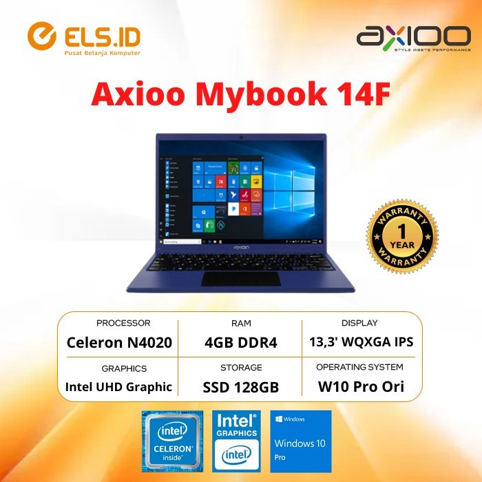 Jual Laptop Axioo Mybook F Blue Intel Celeron N Gb Ssd Gb W