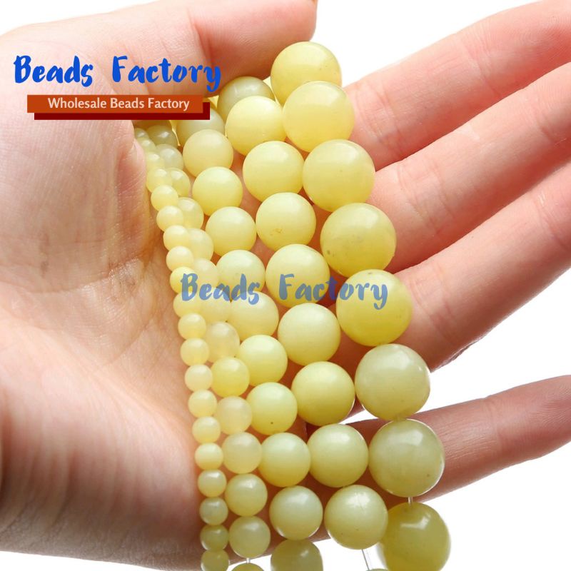 Lemon Jade Stone Beads, Diameter 4/6/8/10/12mm, Diameter lubang sekitar 1mm, digunakan untuk Membuat Perhiasan DIY Strand