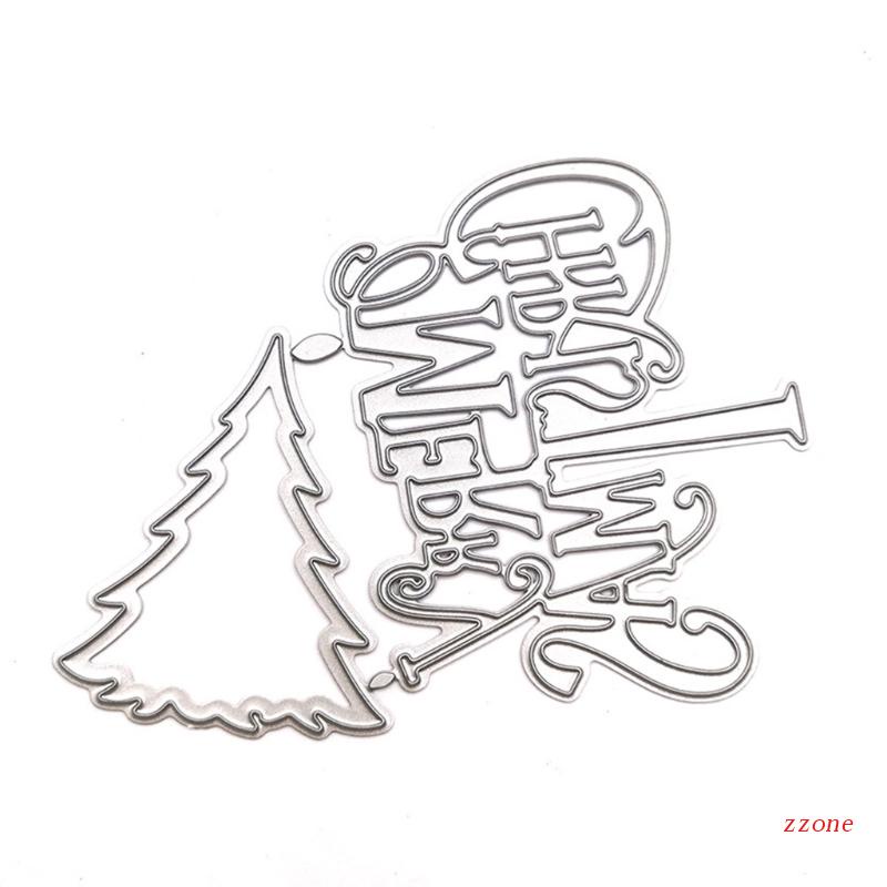 Cetakan Stensil Cutting Dies Motif Pohon Natal Bahan Metal Untuk Scrapbook / Craft DIY