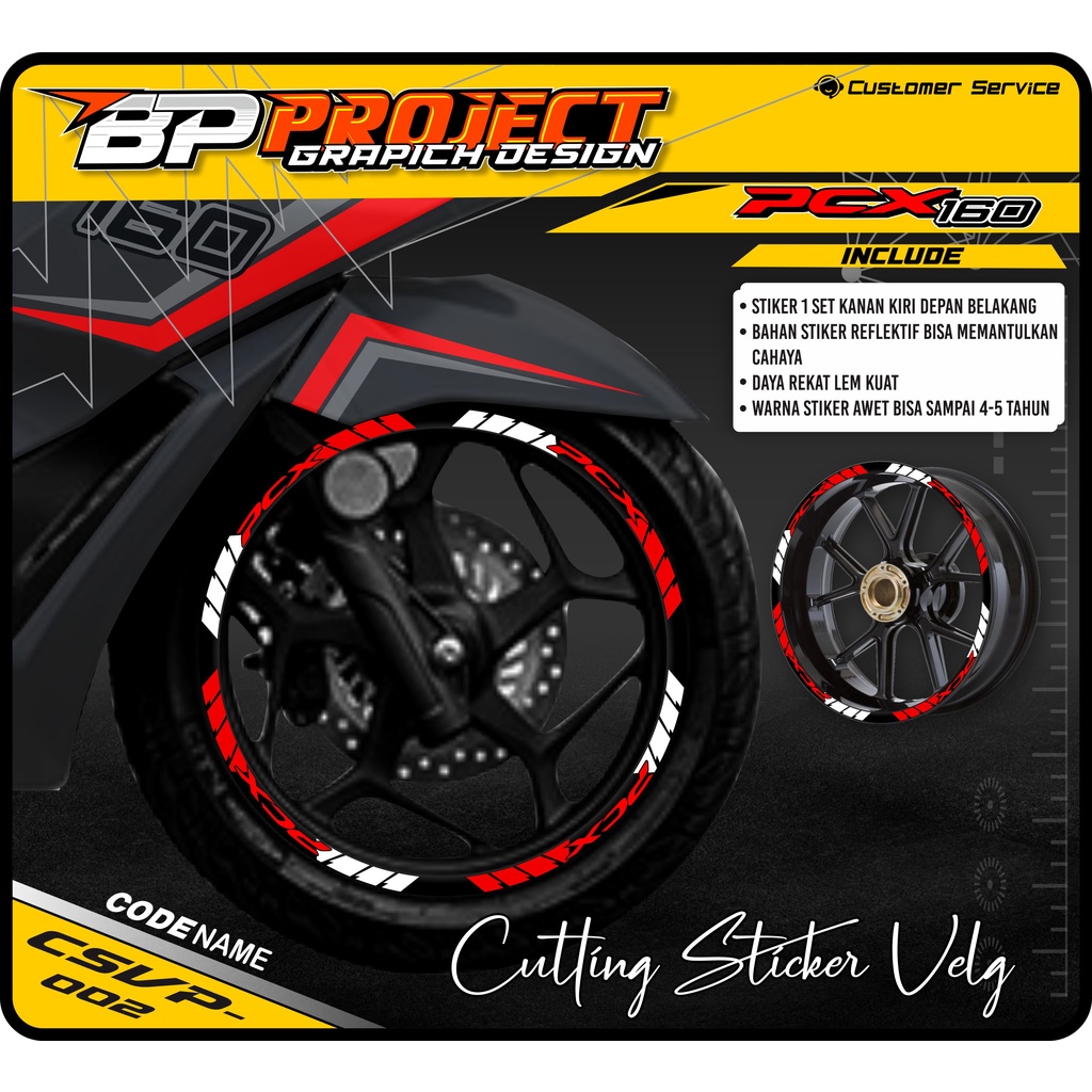 CUTTING STICKER VELG PCX 160 - CUTTING STICKER VELG HONDA PCX 160 NEW FULL SET - CUTTING VELG PCX 16