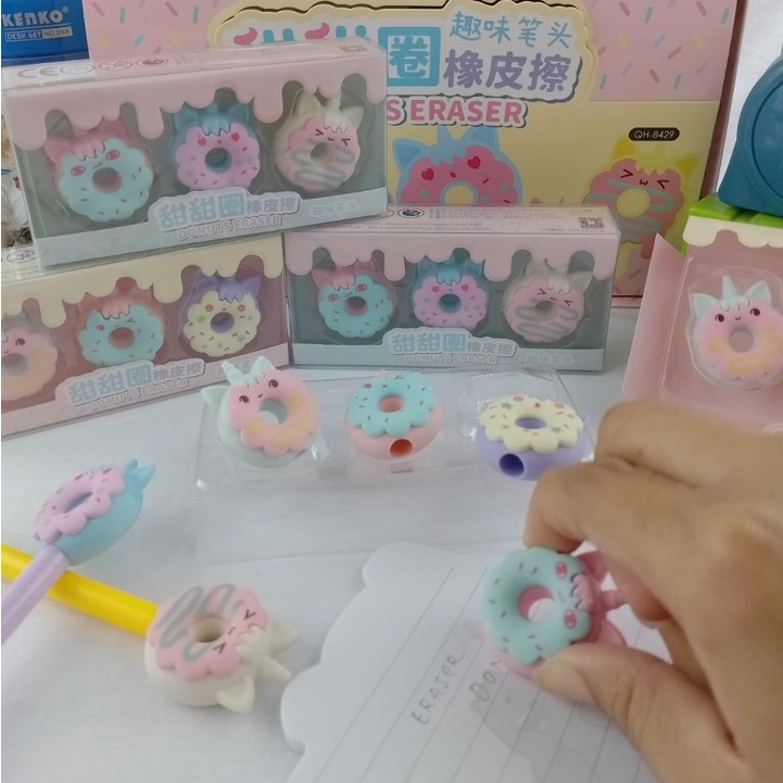 PENGHAPUS FANCY DONUT UNICORN 1 BOX ISI 3 PCS IMUT LUCU HARGA TERMURAH