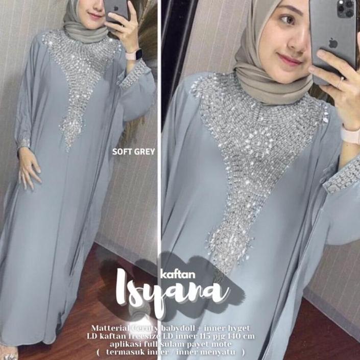 Model Baruツ Isyana Kaftan Mieux gamis Kondangan Cantik Motif Mewah Original Mieux ✔