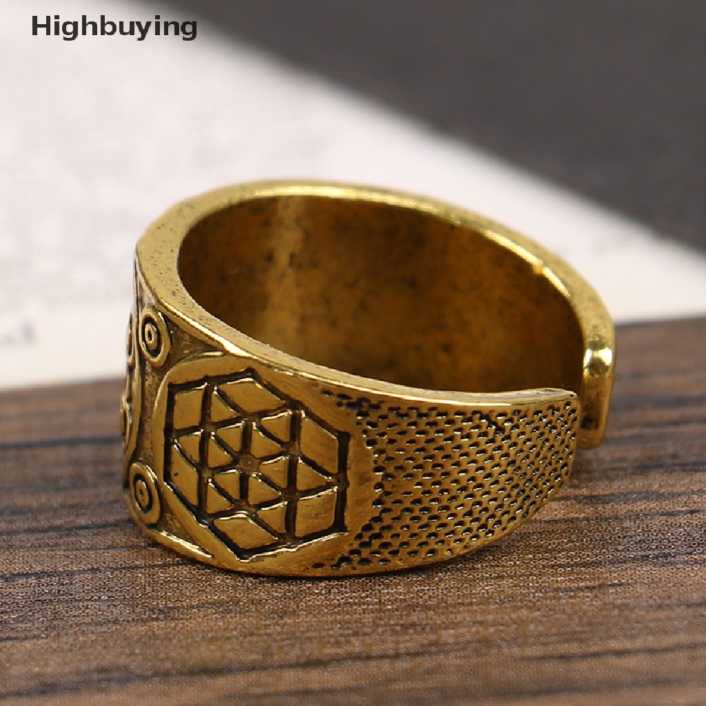 Hbid Cincin Jimat Metatron Adjustable Gaya Vintage Punk Motif Bintang Untuk Perhiasan Pria / Wanita Glory