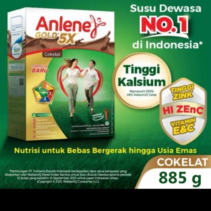 [ COD ] Anlene Gold Plus 5X Cokelat 885 Gram / Susu Dewasa Coklat 900 Gram