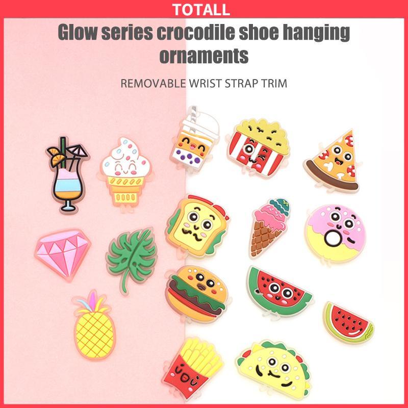 COD Charms Pin Bahan Pvc Glow In The Dark Desain Makanan Untuk Aksesoris Charms Fashion-Totall