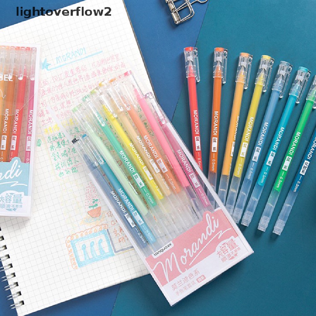 (lightoverflow2) 9pcs / Set Pen Gel Multi Warna 0.5mm Gaya Vintage