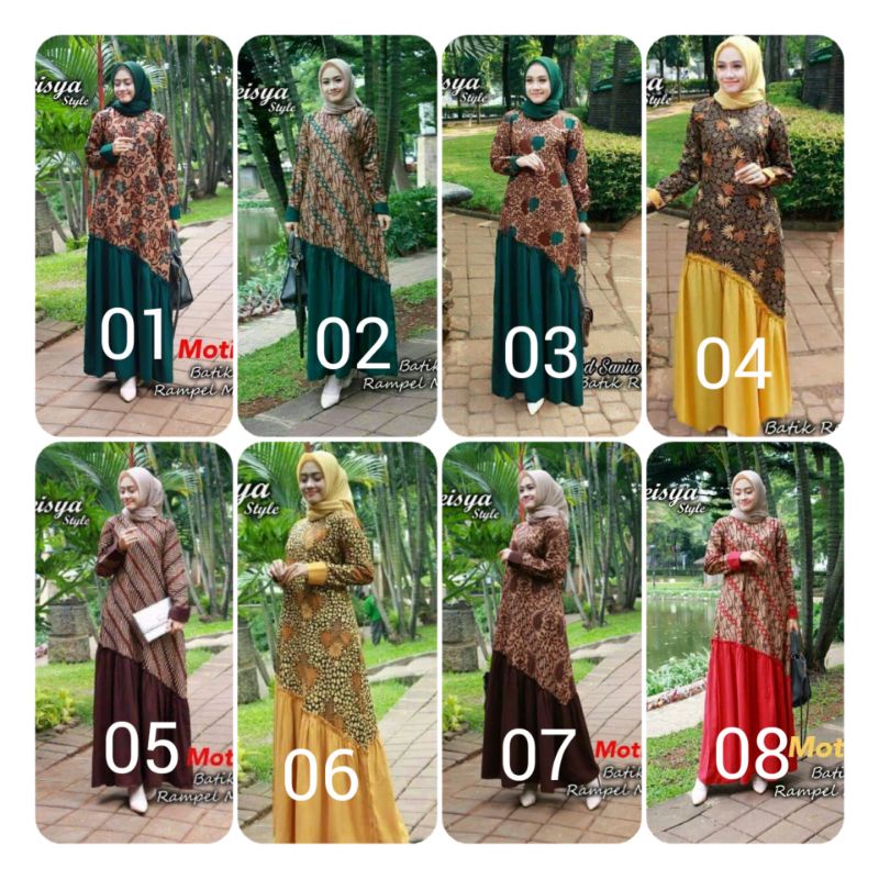 gamis batik kombinasi rempel miring model meysa