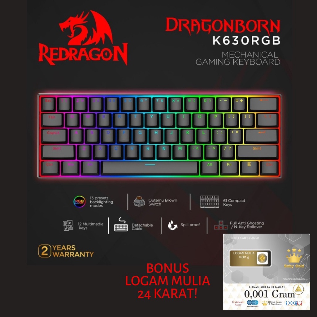 Keyboard Redragon Mechanical Gaming Keyboard RGB DRAGONBORN - K630RGB