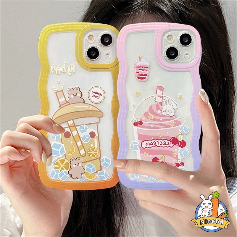 Soft Case TPU Motif Kartun Es Krim Untuk iPhone 14 13 12 11 Pro Max X Xr Xs Max 8 7 6 6s Plus