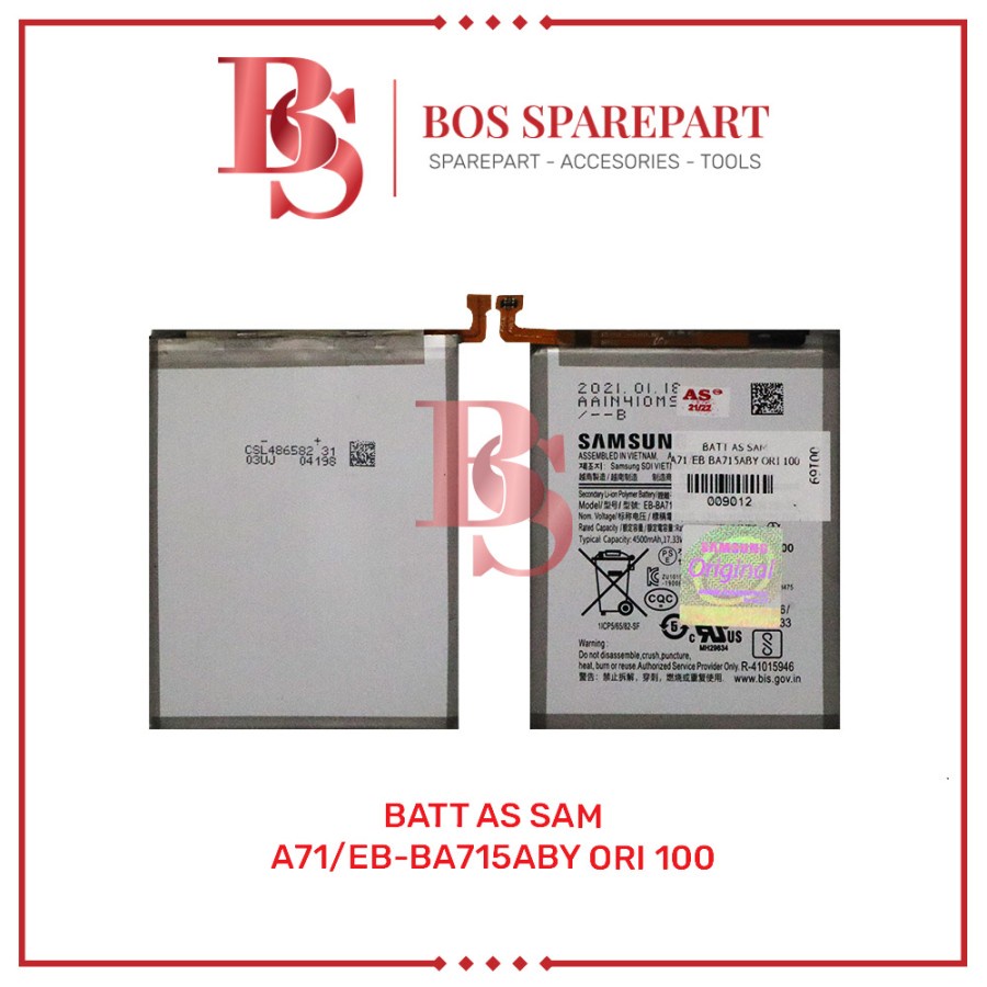 BATTERY AS SAMSUNG A71 / EB-BA715ABY ORI 100 / BATERAI / BATRE