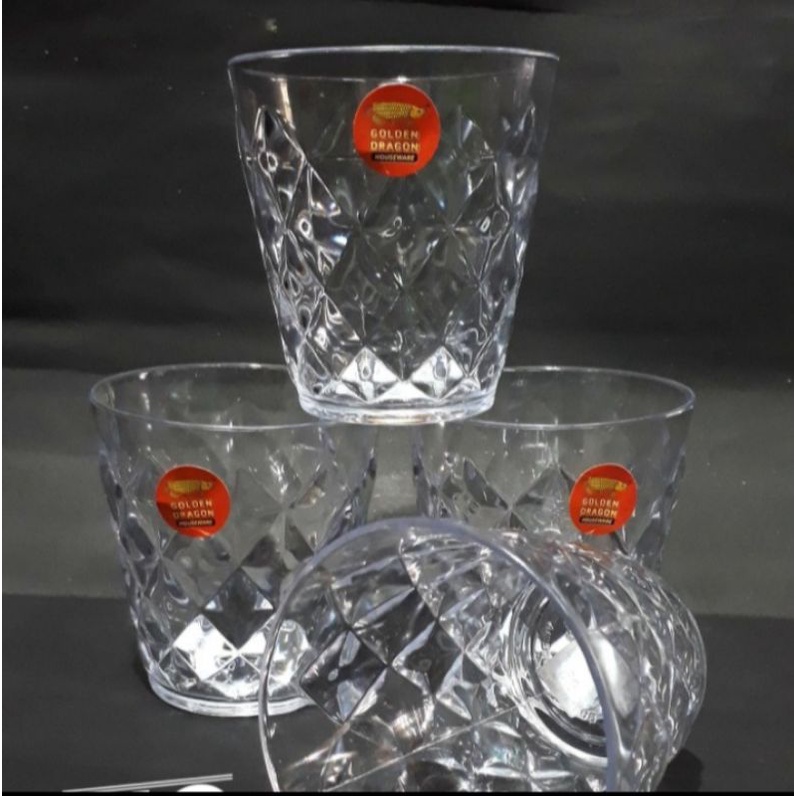Gelas Melamin 854 Bening Golden Dragon 330ml