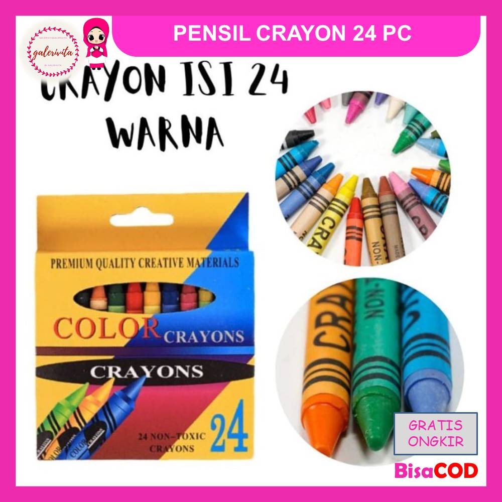 

Pensil Crayon Isi 24 Warna / Pensil Warna Anak Krayon Murah