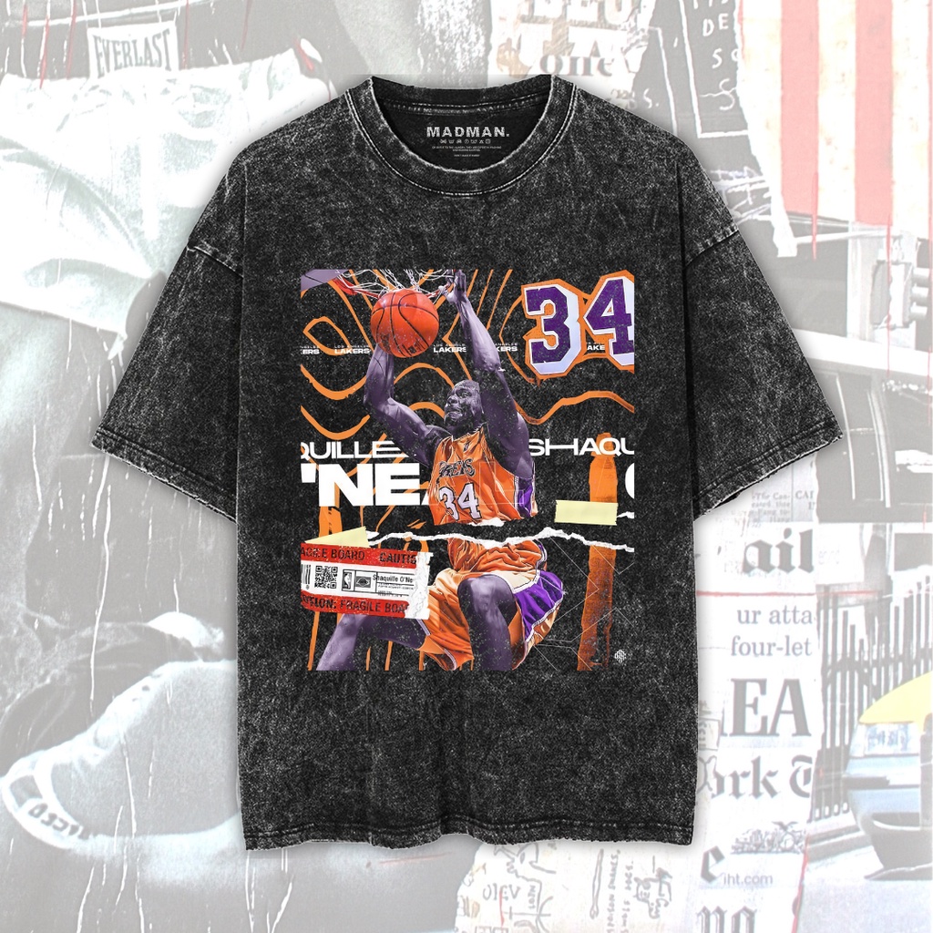 MADMAN Kaos Loss Angeles Lakers Premium Oversize Stone Wash T-Shirt | Kaos Basket | Washed | WO
