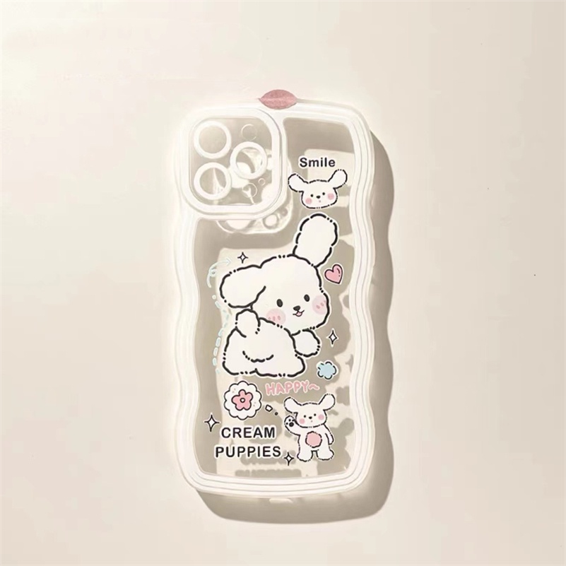 Soft Case Silikon Glossy Motif Kartun Anak Anjing Untuk iPhone 14 13 12 11 Pro Max X Xr Xs Max 8 7 6 6s Plus