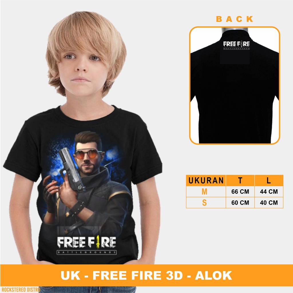 PROMO MEWAH-KAOS DISTRO ANAK FREE FIRE DJ ALOK BIRU DAN ALOK UNGU TERMURAH & TERLARIS