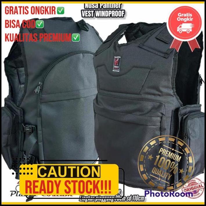 Rompi Motor Black Panther Touring Bikers Turing Anti Angin Air Hitam