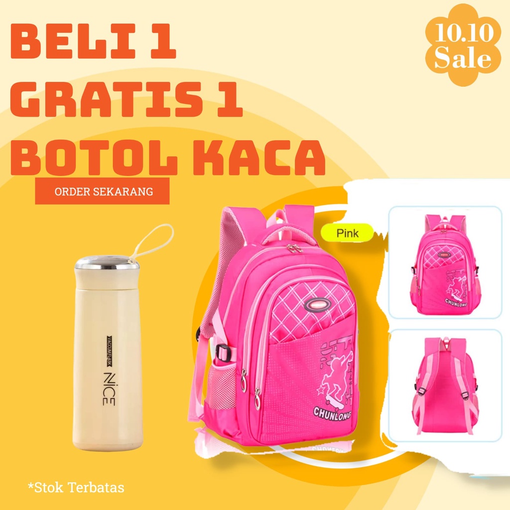 Tas Sekola Anak Perempuan Sd Smp Sma Tas Ransel Kerja Original - Pink, Navy, Biru, Hitam