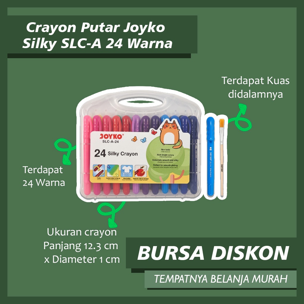 

Crayon Putar Joyko Silky SLC - A Krayon Halus Joyko SLC-A12 24 Warna