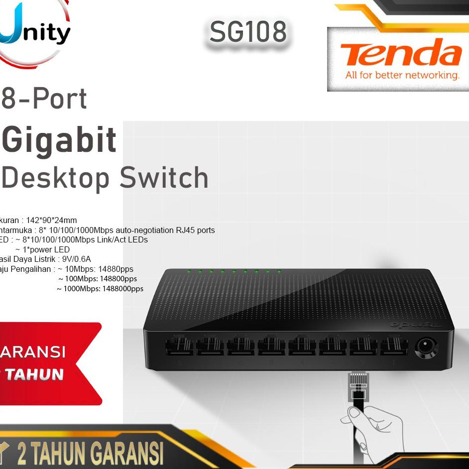 Viral Tenda Switch Hub 8 Port SG108 Gigabit Desktop Ethernet Switch 8Port