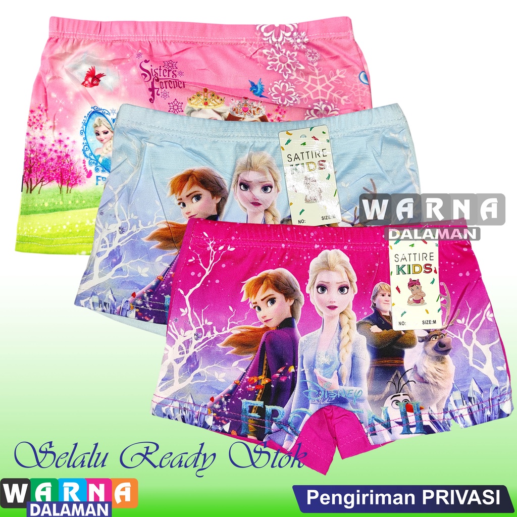 2 Pcs CD Boxer Anak Perempuan Motif Karakter Printing WARNA DALAMAN