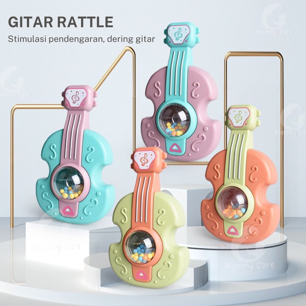 MOMMYCARE MAINAN RATTLE TEETHER BENTUK GITAR KARTUN UNTUK EDUKASI DINI BAYI NEWBORN