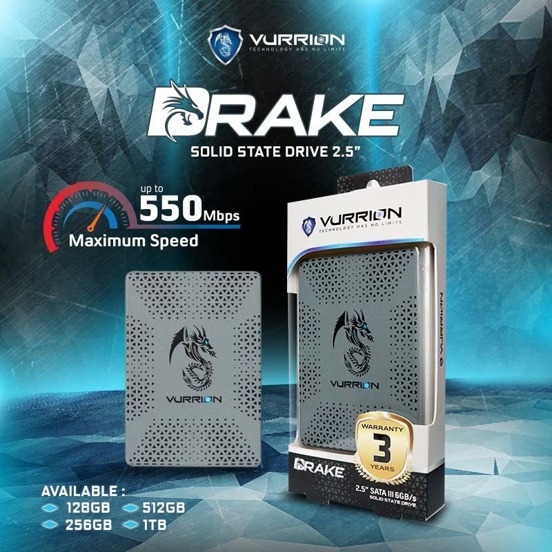 SSD Sata 512GB Vurrion Drake 2.5&quot; Untuk PC / Laptop Garansi Resmi