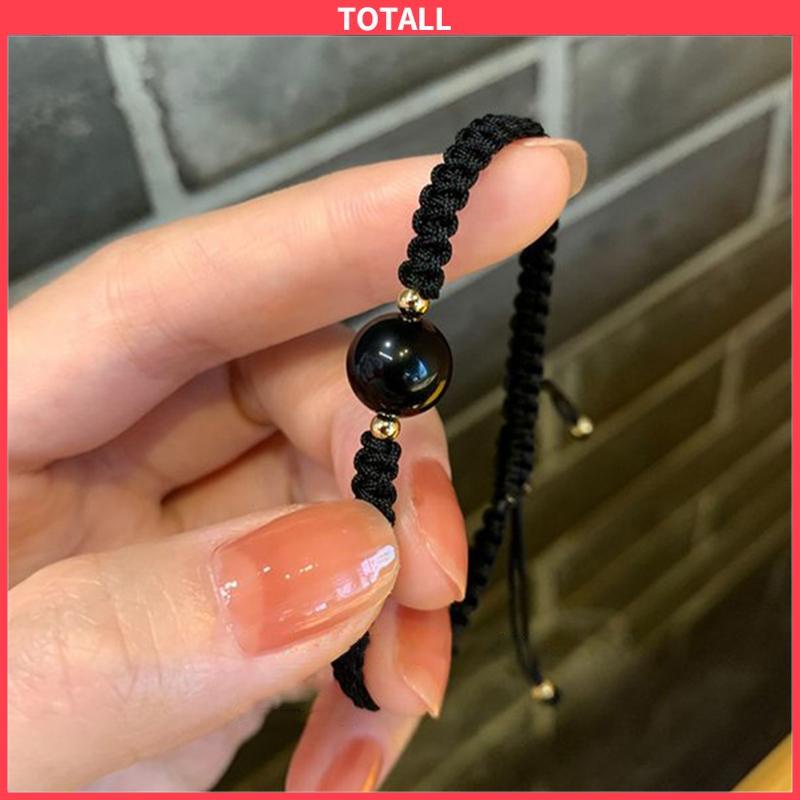 COD Gelang Tenun Pasangan Obsidian Rasa Desain Niche Temperamen Sederhana Tali Gelang Kristal-Totall