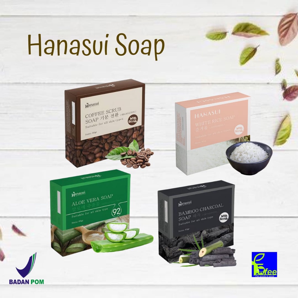 [ISI 12PCS] [BPOM] COD HANASUI Bar Soap Sabun Batang White Rice Aloe Vera Coffee Bamboo Charcoal