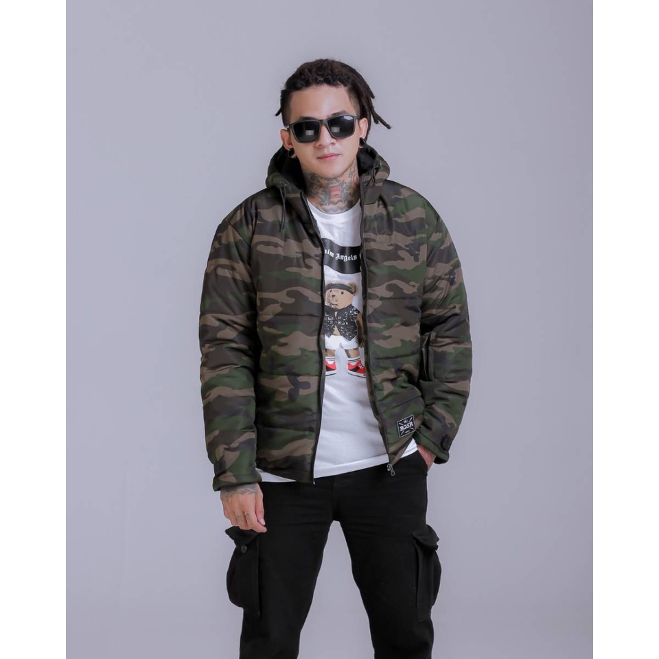 Jaket puffer camo gelembung kualitas premium