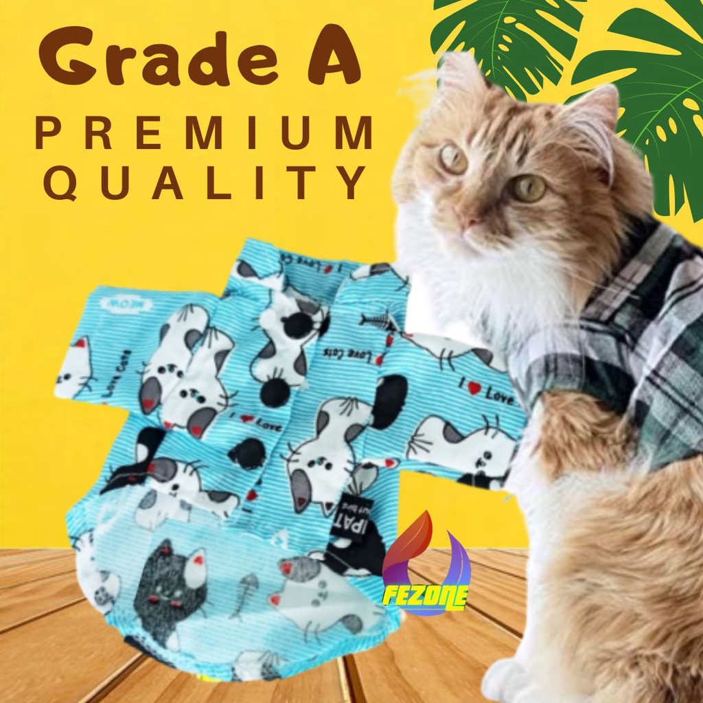 Baju Kucing Kostum Kaos Kemeja Pet Shirt Clothes T-Shirt Dengan Berbagai Motif FEZONE