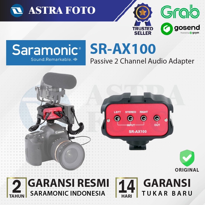 Saramonic SR AX100 SR-AX100 Passive 2 Channel Audio Adapter ORIGINAL