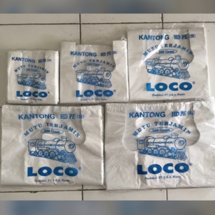 Plastik merk loco putih tebal ukuran 17,24,28,35,40 (BUKAN EKO)