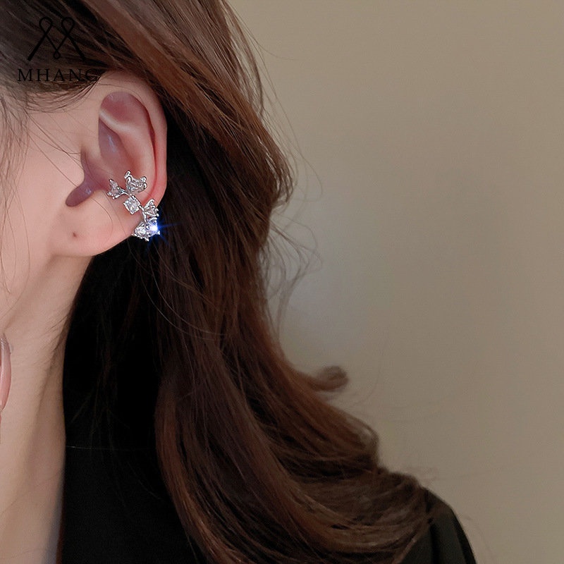 Mhang Anting Tusuk Gantung Rantai Silver Aksen Zircon Untuk Wanita