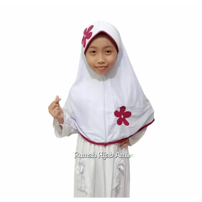 Jilbab Anak Kaos Super Sekolah Vania Putih Merah Sd