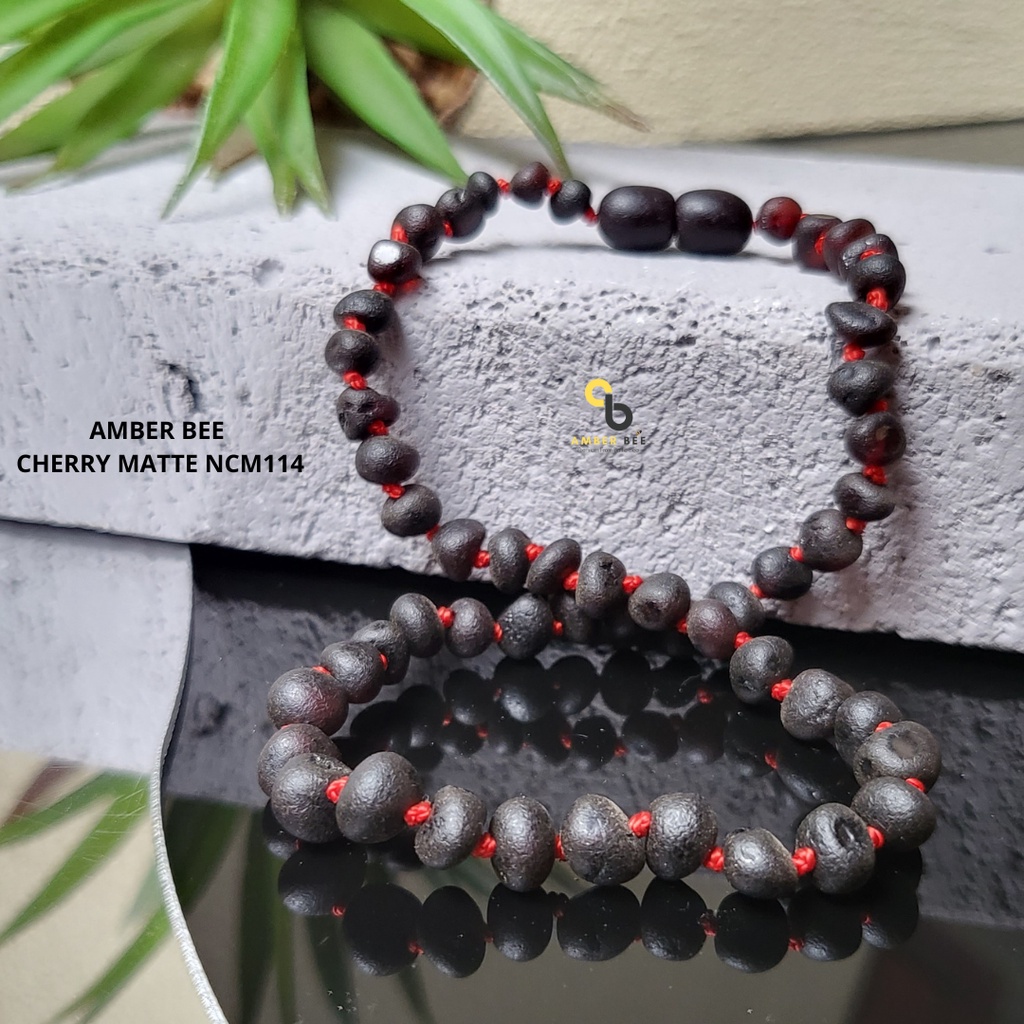 AMBERBEE Promo Kalung Amber Baby dan Anak Anti Sakit Gigi Premium Matte Dark Cherry NMDC114