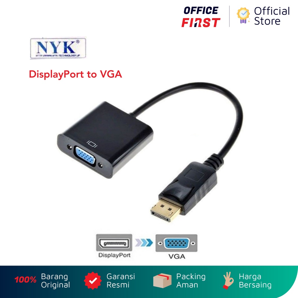 NYK Display Port to VGA Converter Display Port Kabel Konverter