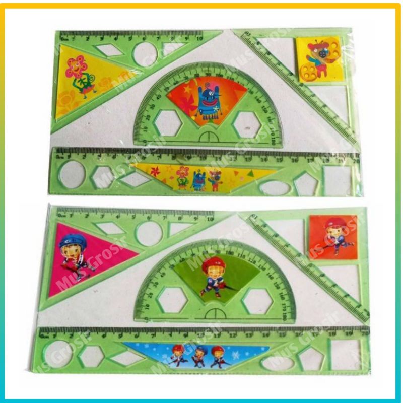 

Penggaris Set Lengkap 4 Pcs Plastik