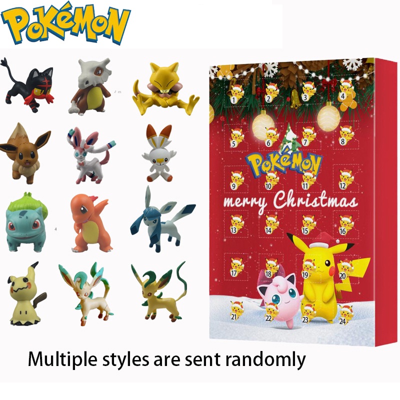 24pcs Mainan Action Figure Pokemon Advent Pikachu Dengan Kalender Untuk Natal