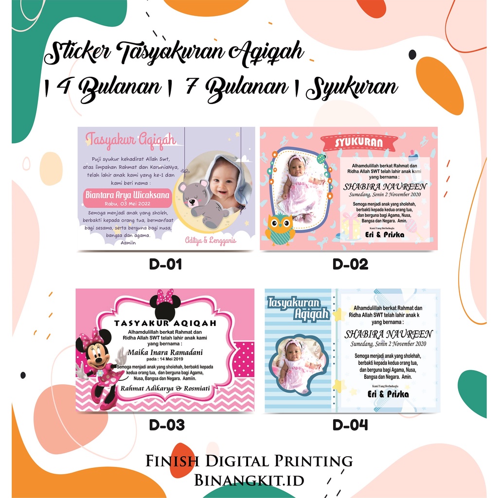 

Cetak Kartu/Sticker Tasyakuran Aqiqah, Custom Sticker