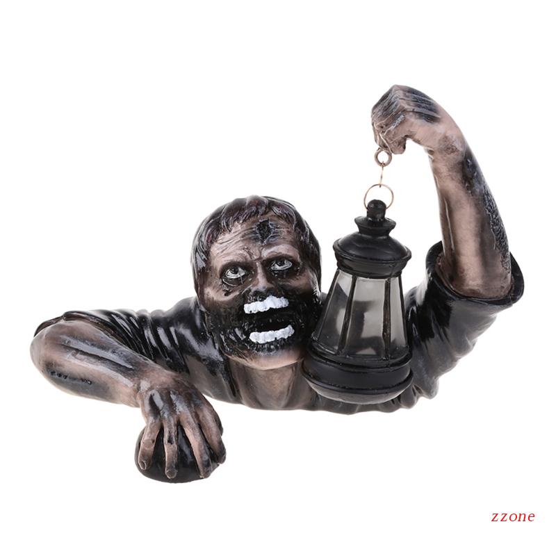 Ornamen Patung Zombie Taman Dengan Lentera Bahan Resin Untuk Halloween