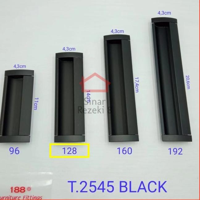 GFIG Handle Tanam 2545 HITAM Tarikan Geser Pintu Handel Lemari Aluminium Handel Laci Sliding Minimal