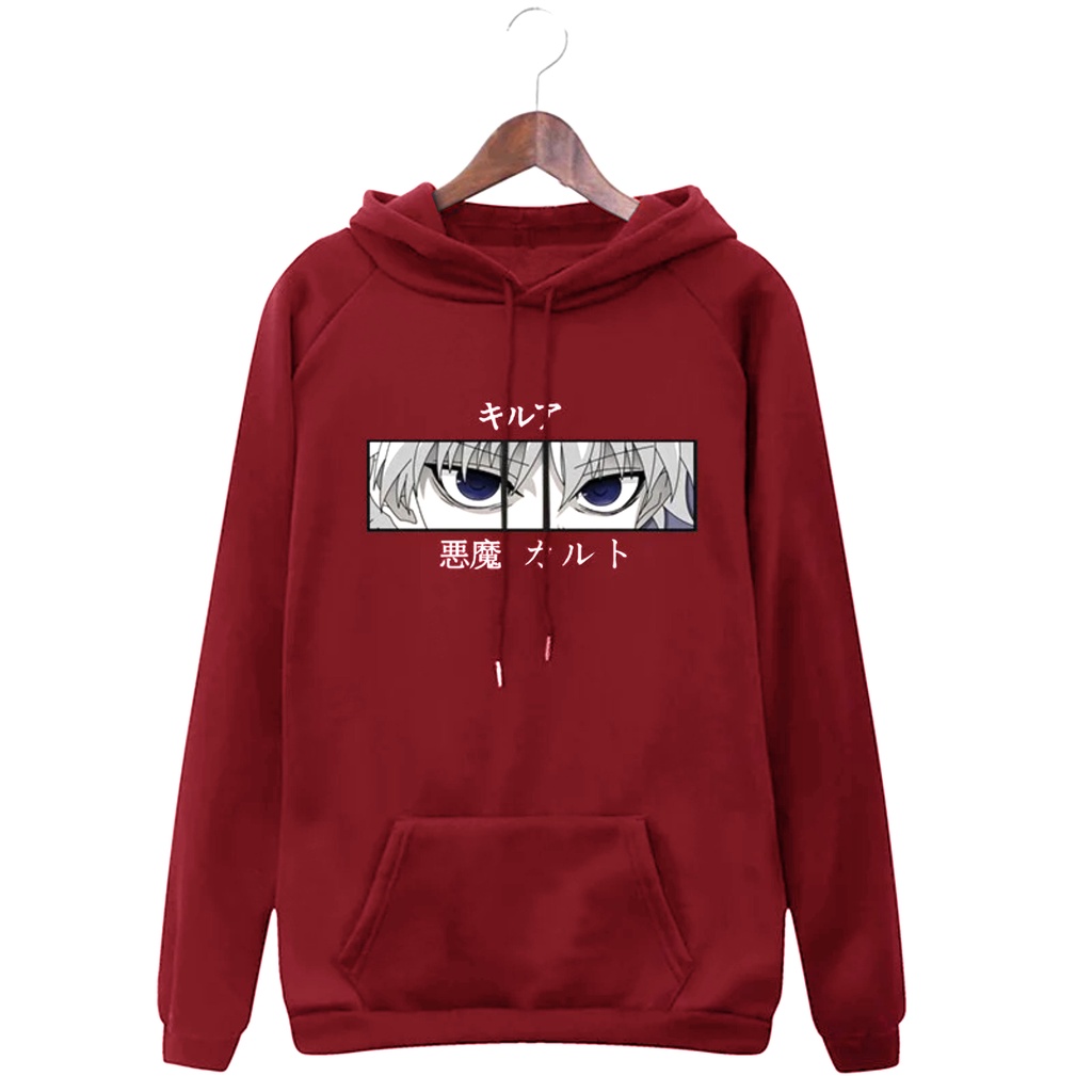 FenishaStore Sweater Hoodie Wanita Anime Killua Zoldyck Devil Eye size M-L-XL-XXL Bisa Bayar Ditempat COD