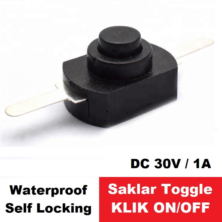 Saklar Senter Push Button ON/OFF Toggle Switch Self Locking Waterproof Saklar Senter
