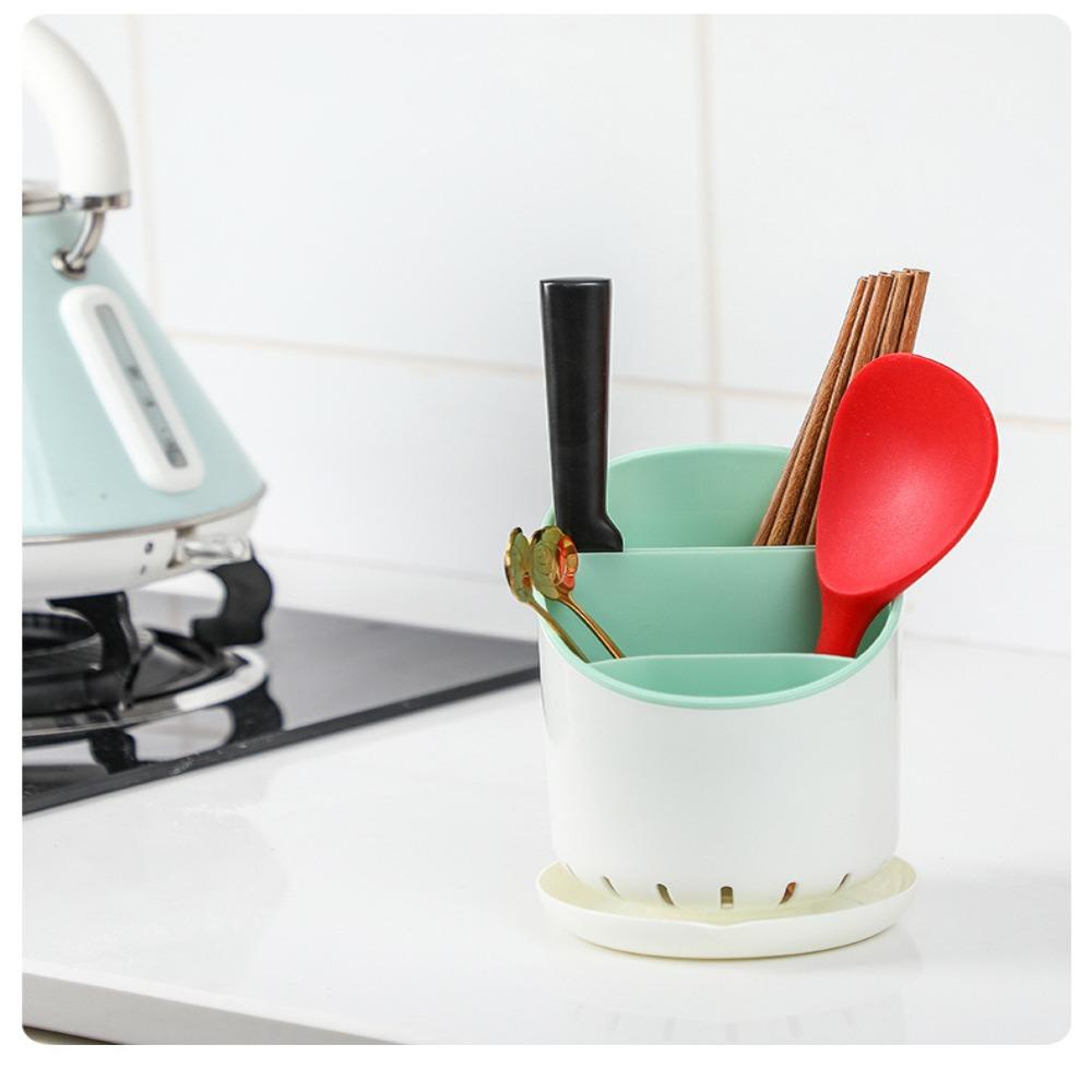 Solighter Tempat Sumpit Sendok Garpu Rumah Rak Pengering Drainer Cookware Storage Organizer