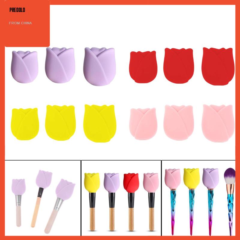 3pcs Cover Pelindung Brush Makeup Bahan Silikon Untuk Travel