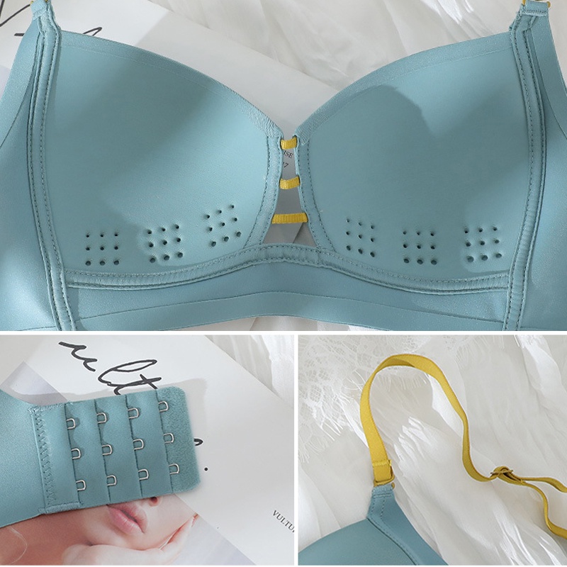 TUTULADY Bra Tanpa Kawat Busa Tipis Bahan Lembut Belakang Sutra Es Sejuk Dipakai Untuk Cup A/B/C Satu Size