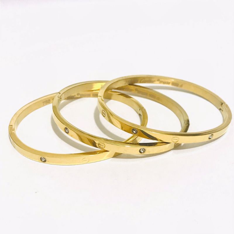 Cod gelang titanium 3 pcs perhiasan wanita anti luntur import