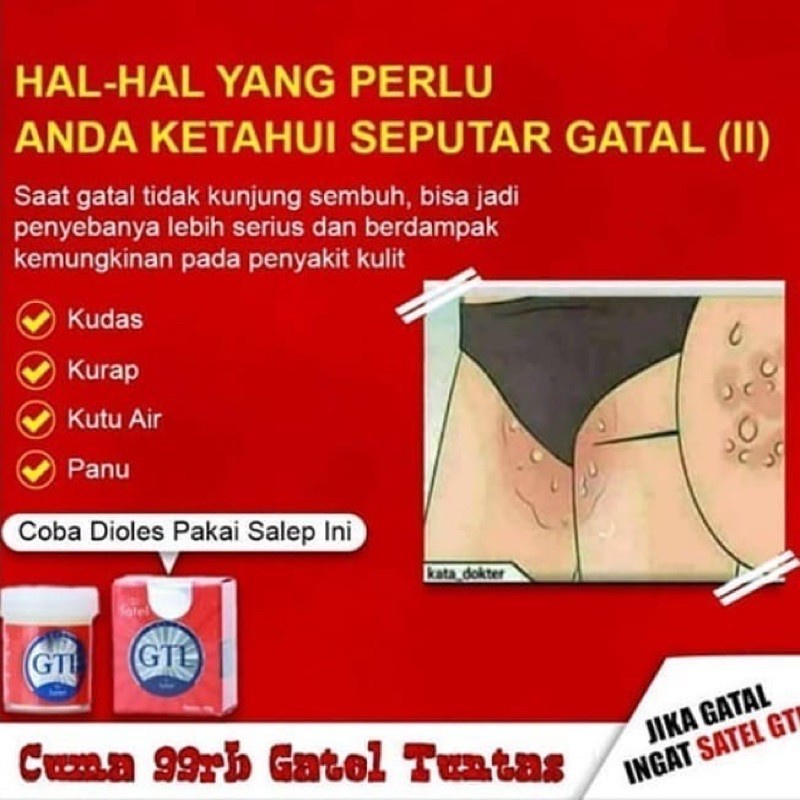 𝐒𝐚𝐭𝐞𝐥 𝐆𝐓𝐋 𝐎𝐫𝐢𝐠𝐢𝐧𝐚𝐥 - Salep GTL Asli 100% Original Solusi Ampuh Atasi Gatel Alergi, Panu, Kadas, Kurap, Koreng, Jamur, Kutu Air, Bisul, Jerawat