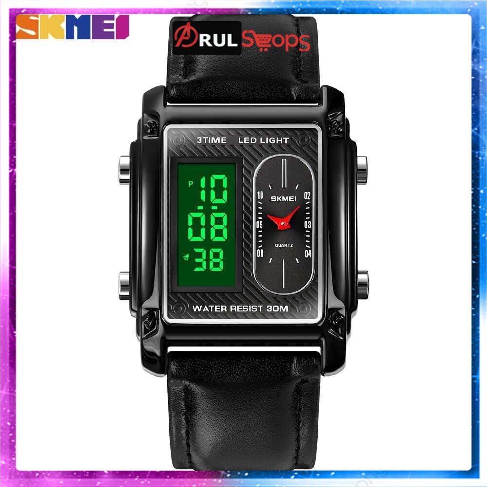 ARS - SKMEI Jam Tangan Digital Analog Pria Strap Kulit - 1868