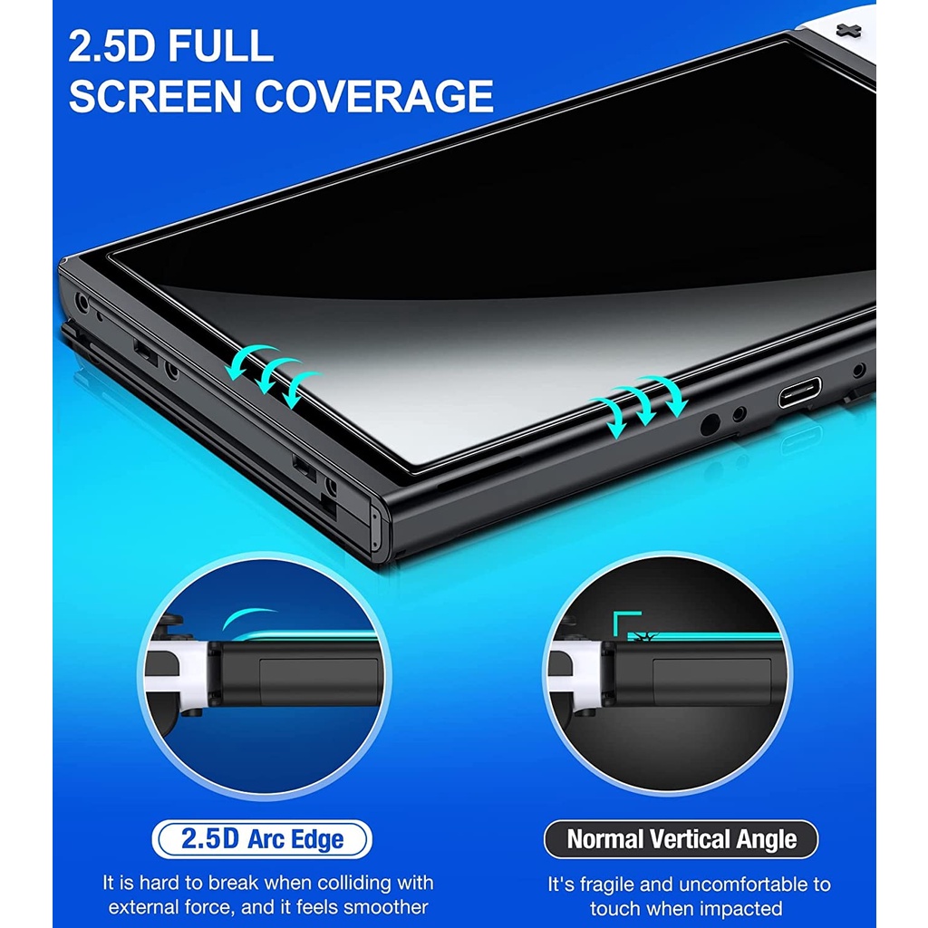Anti Gores Tempered Glass Screen Protector 3 Pack for Nintendo Switch Oled